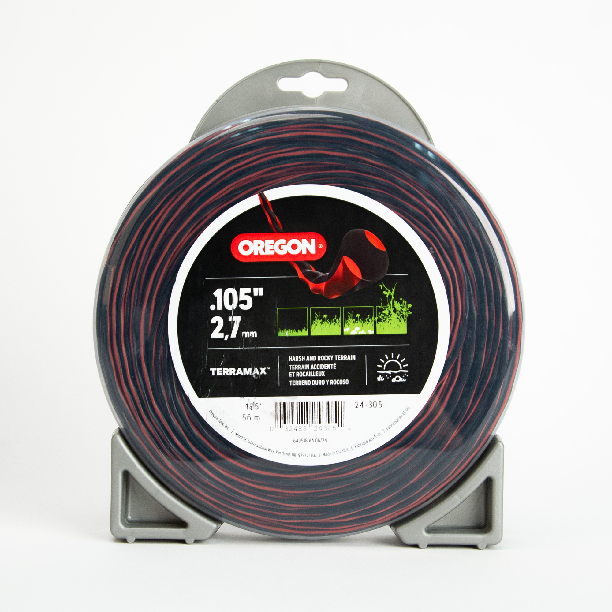 Oregon, TerraMax Oval Twist High Performance Trimmer Line, Line Diameter 0.105 in, Line Length 185 ft, Model# 24-305